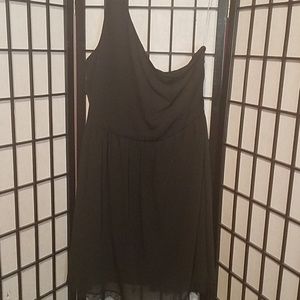 Black one shoulder dress with a lace bottom